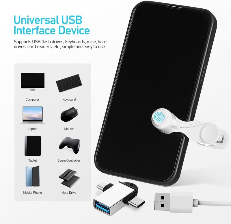 UKCOCO Auto Clicker for Phone with Screen Clicker and Silver USB OTG Adapter 2-in-1 Micro USB to C Converter for Gaming Shopping and Live Streaming - Image 4